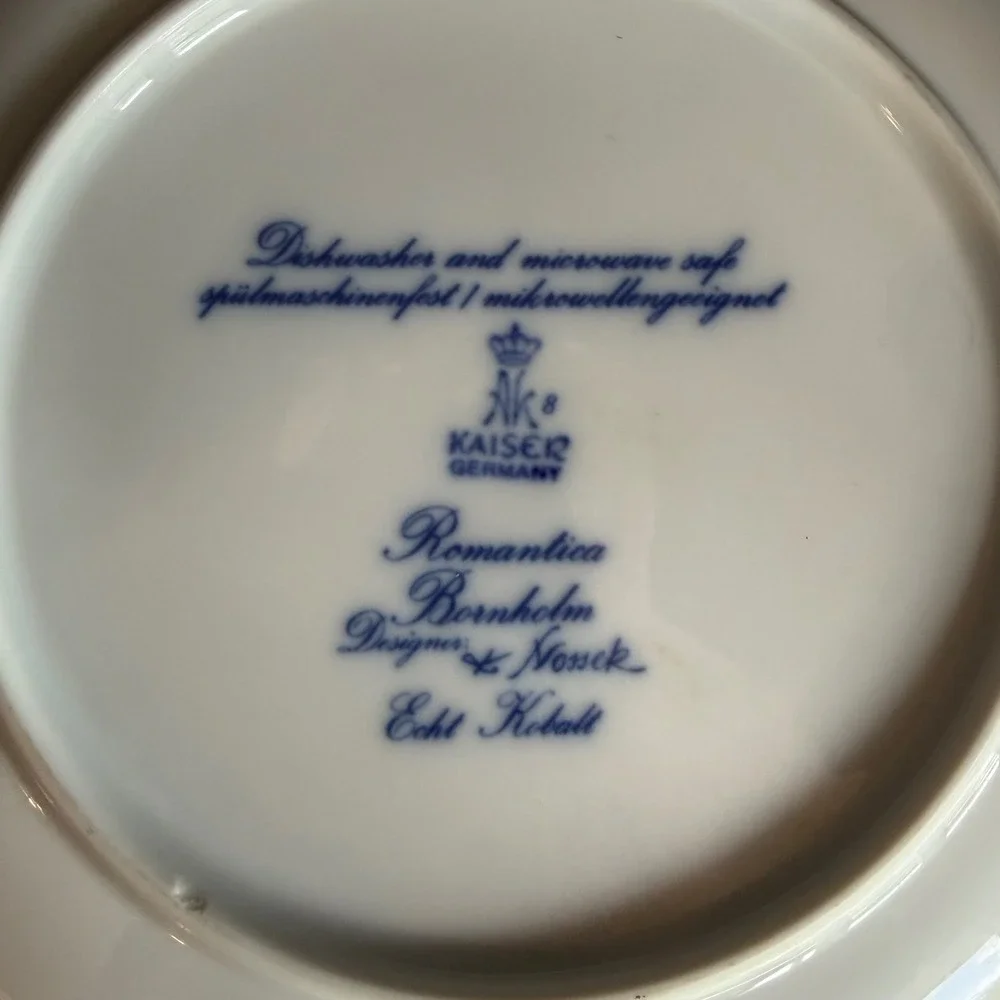 Kaiser Germany Romantica Bornholm Plate K Nossek Echt Kobalt Blue Floral 7.5